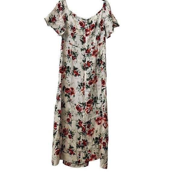 Topshop Floral Sweetheart Neck Side Slit Midi Dress Multicolor Size 10 - Picture 2 of 5